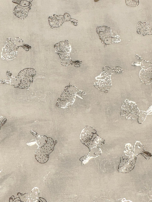 Glitter Foil Bunny Rabbit Scarf Silver Grey