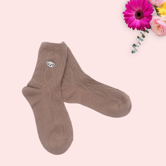 Teddy Bear Face on Plain Socks