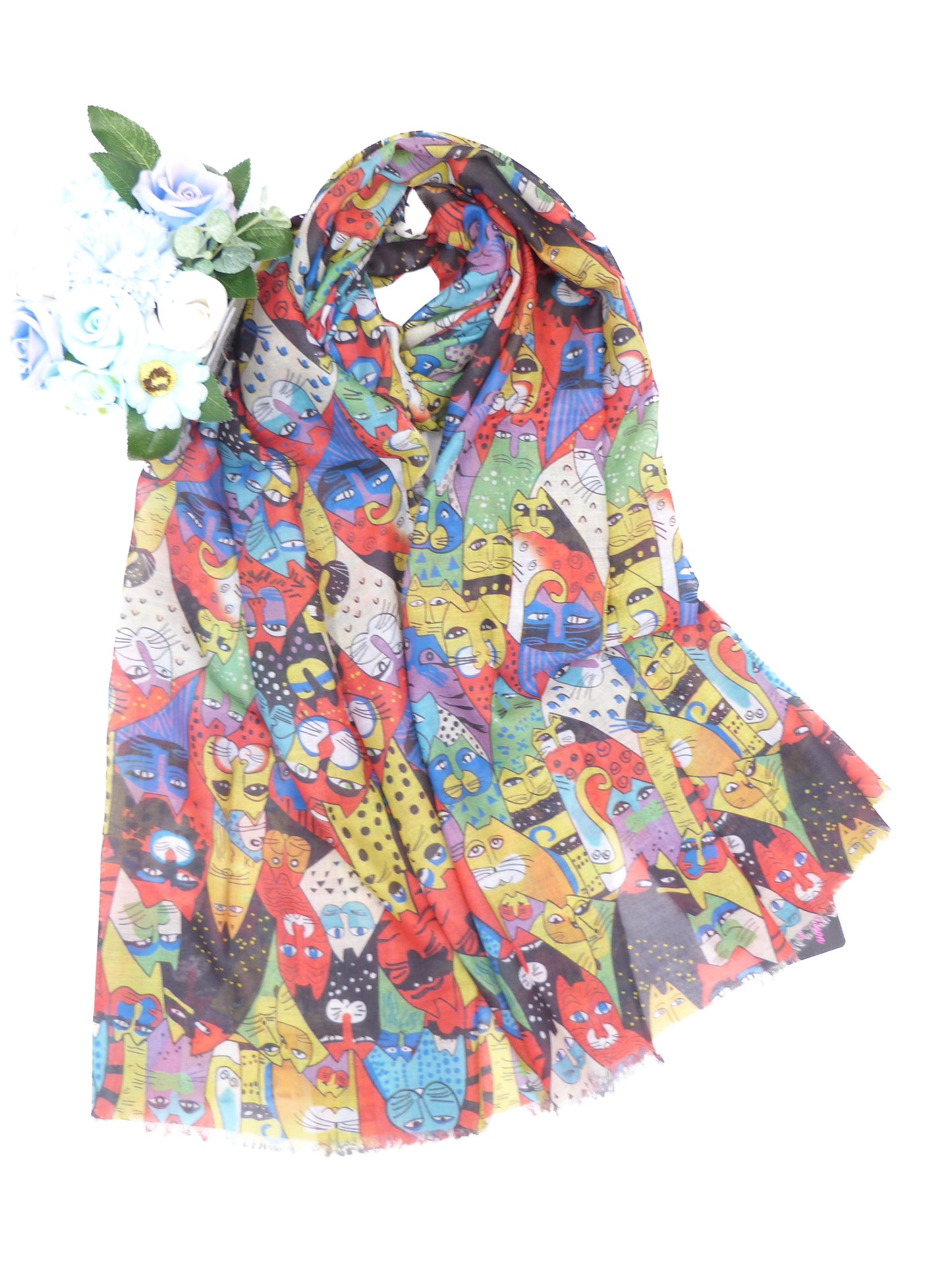 Artistic Style Cat Printed Scarf