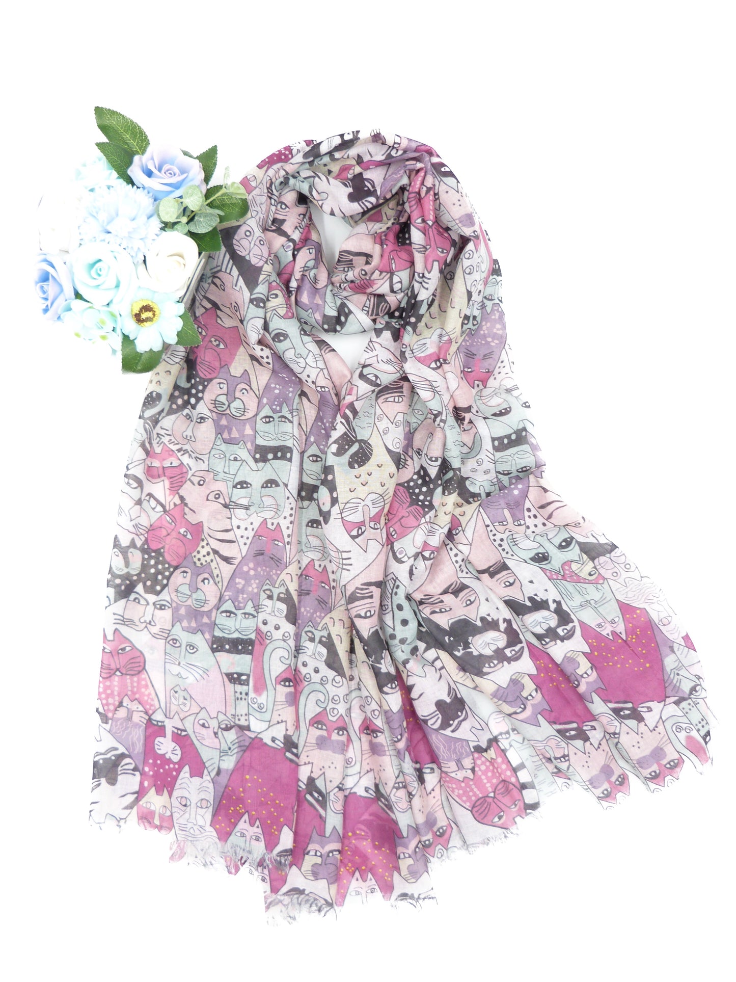 Artistic Style Cat Printed Scarf