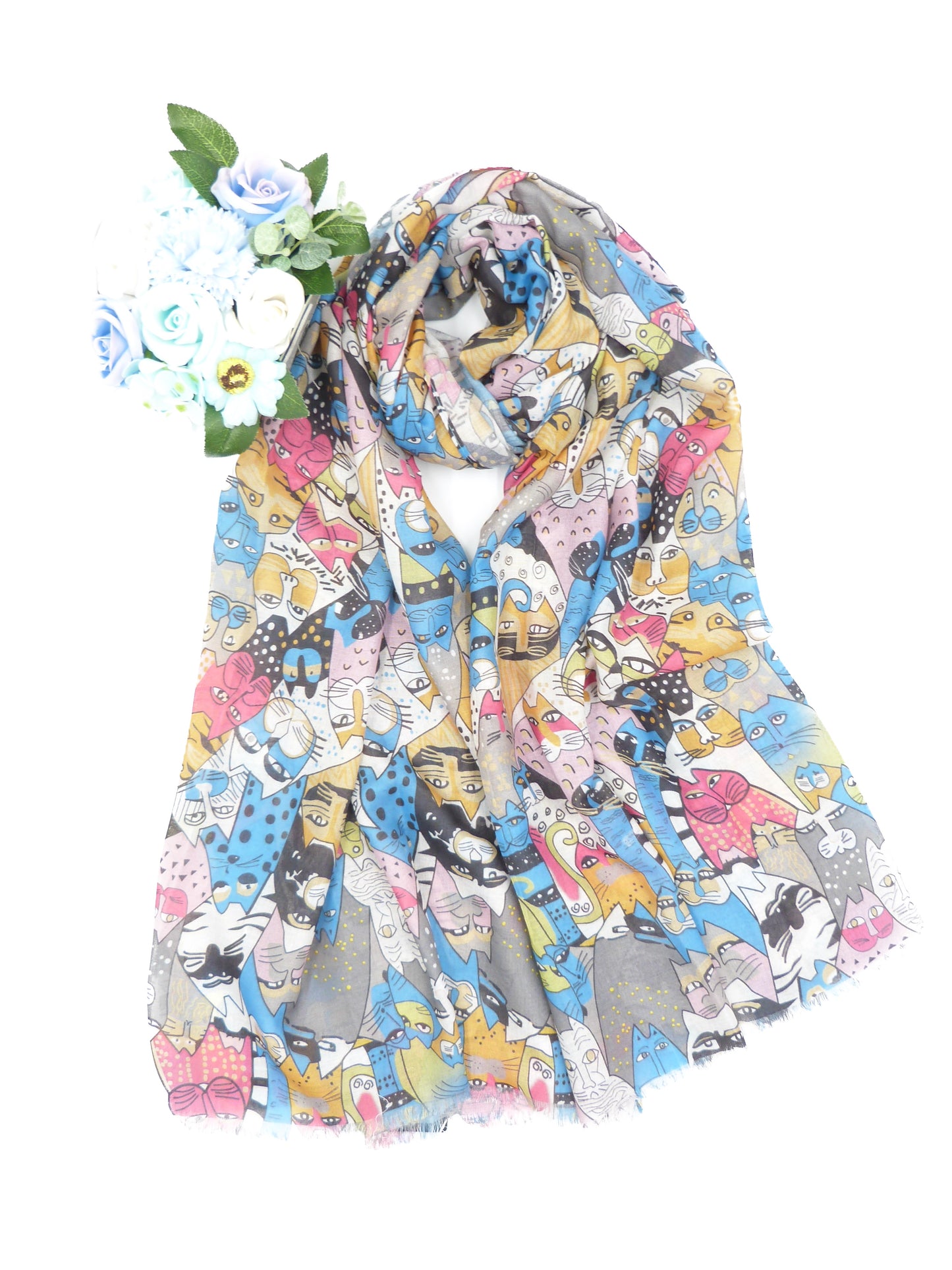 Artistic Style Cat Printed Scarf