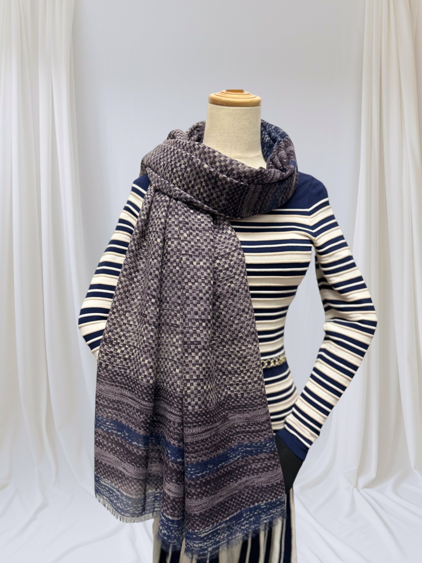 Checkered Squares Print Scarf
