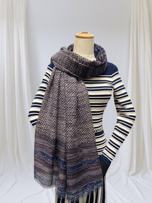 Checkered Squares Print Scarf