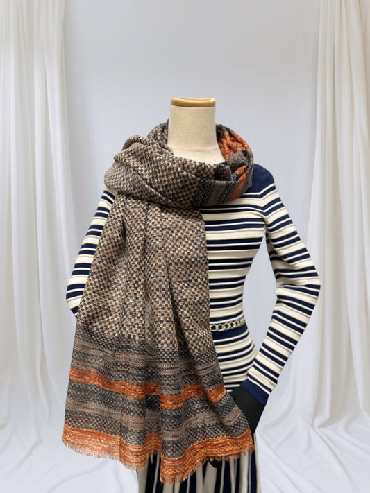 Checkered Squares Print Scarf