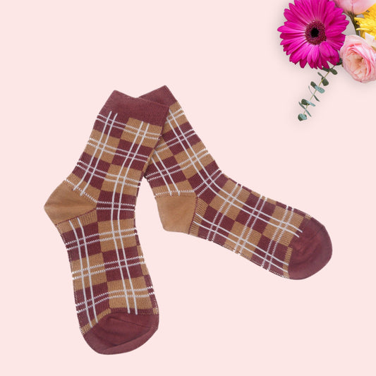 Square Tartan Style  Pattern  Seamless Socks