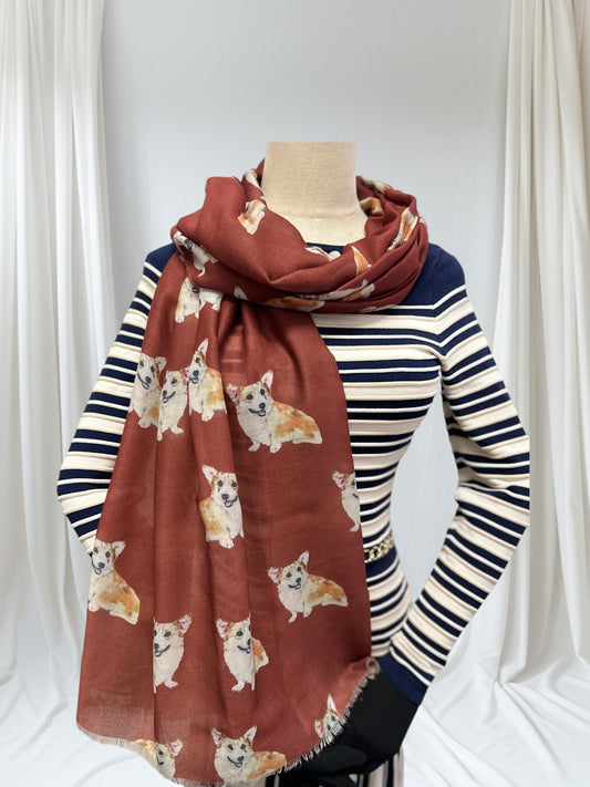 Corgi Dog Print Scarf