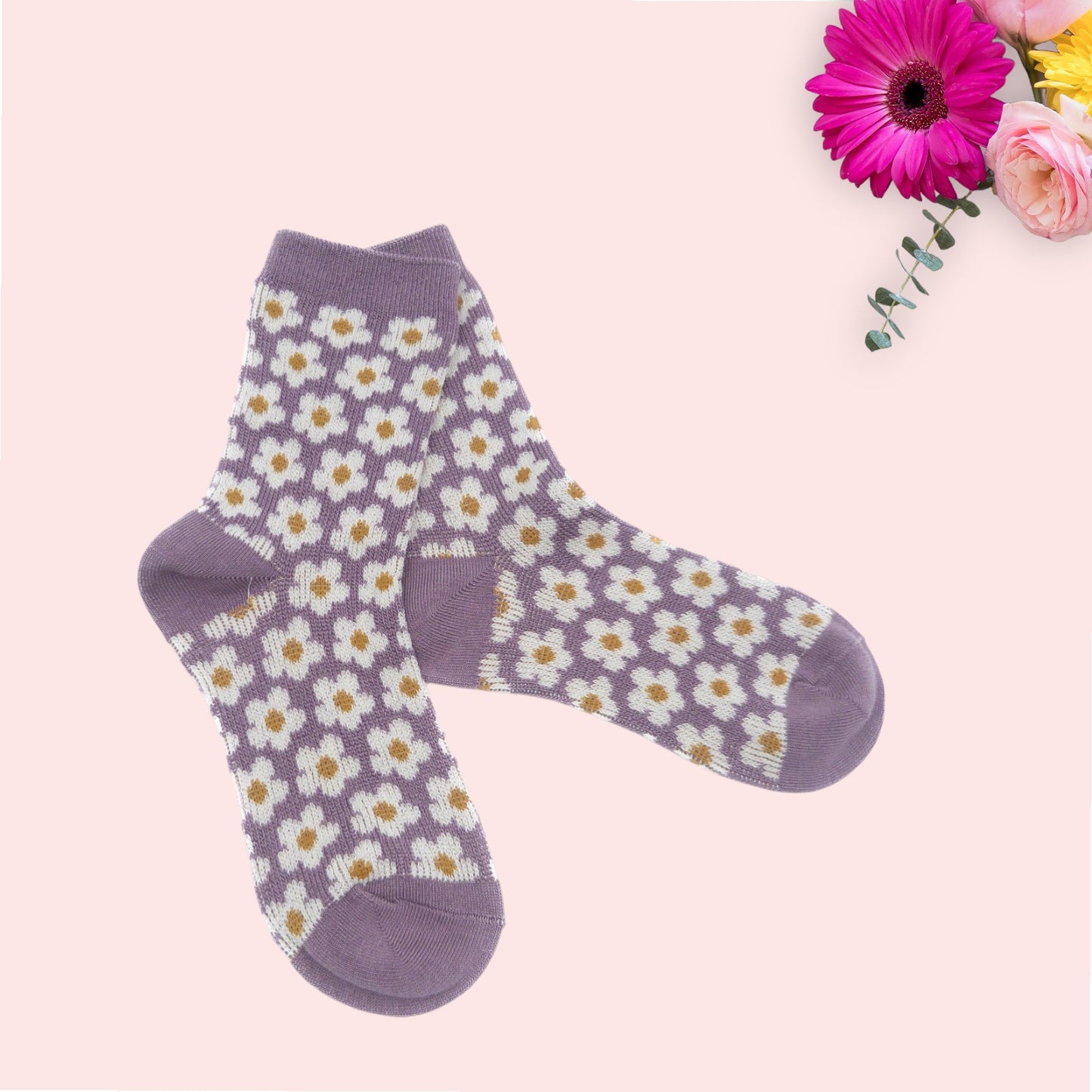 Daisy Flower  Pattern  Socks