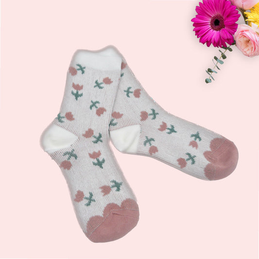 Tulip Flower Seamless  Socks