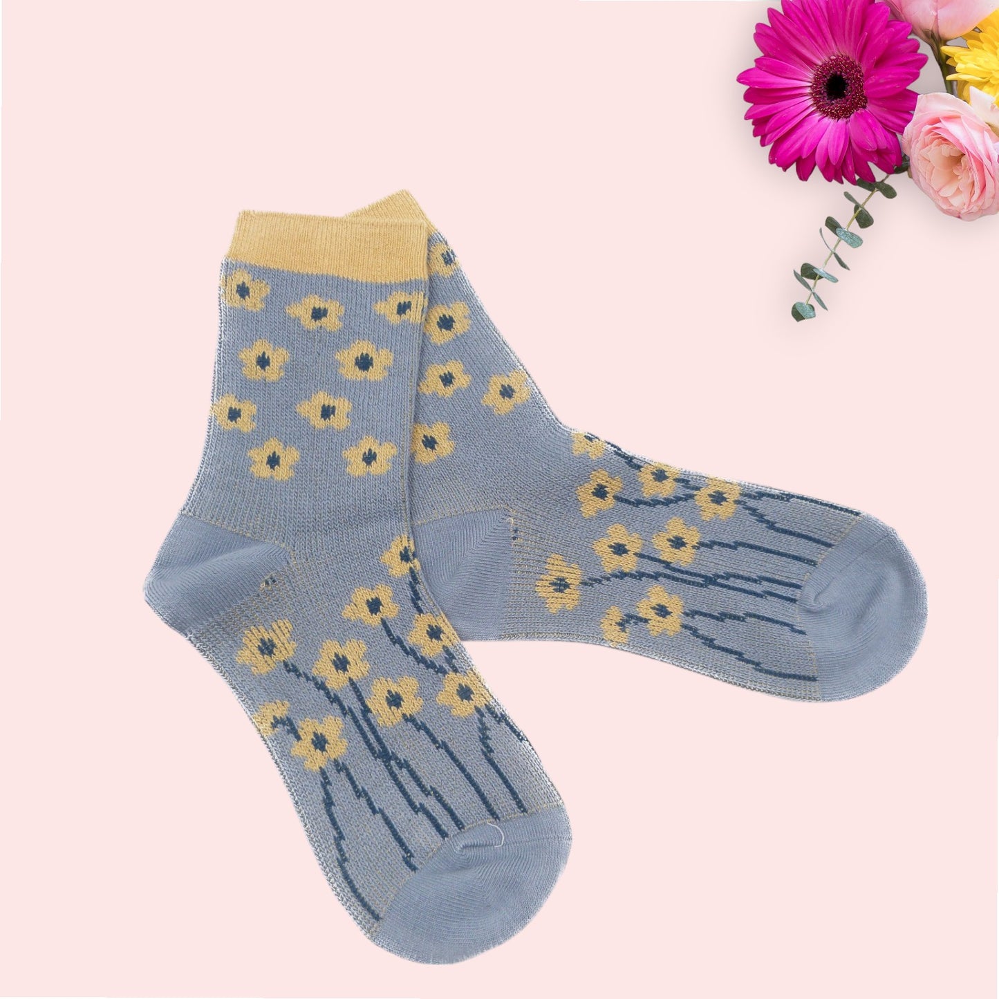 Flower Tulip Daisy Dandelion Daisy  Chrysanthemum Pattern  Socks
