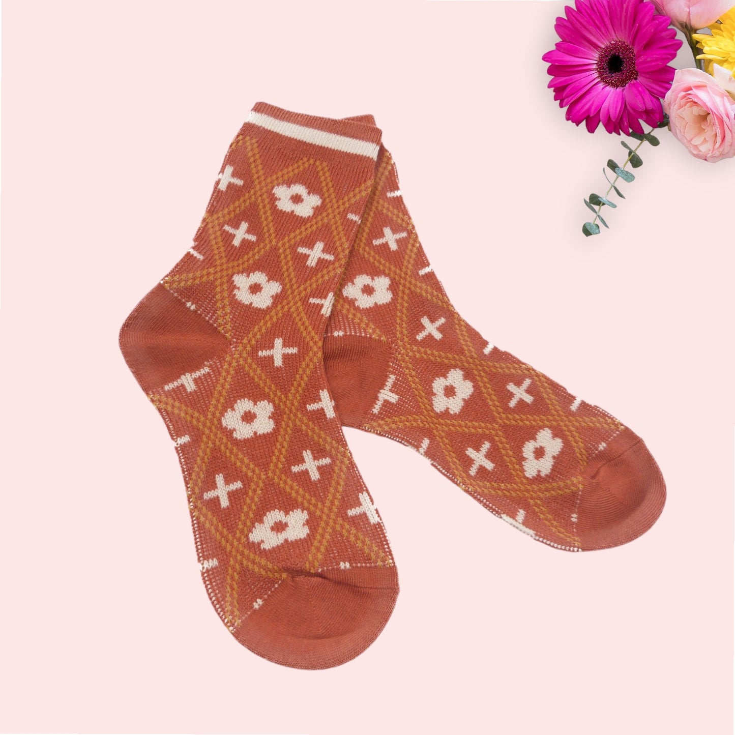 Daisy Flower  Pattern  Socks