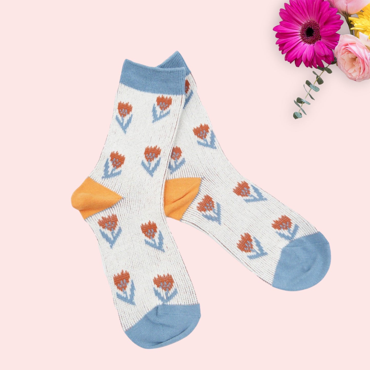 Flower Tulip Daisy Dandelion Daisy  Chrysanthemum Pattern  Socks