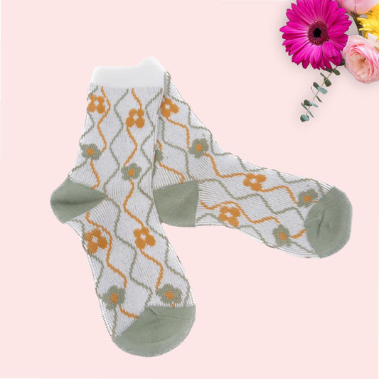 Flower With Pattern Socks