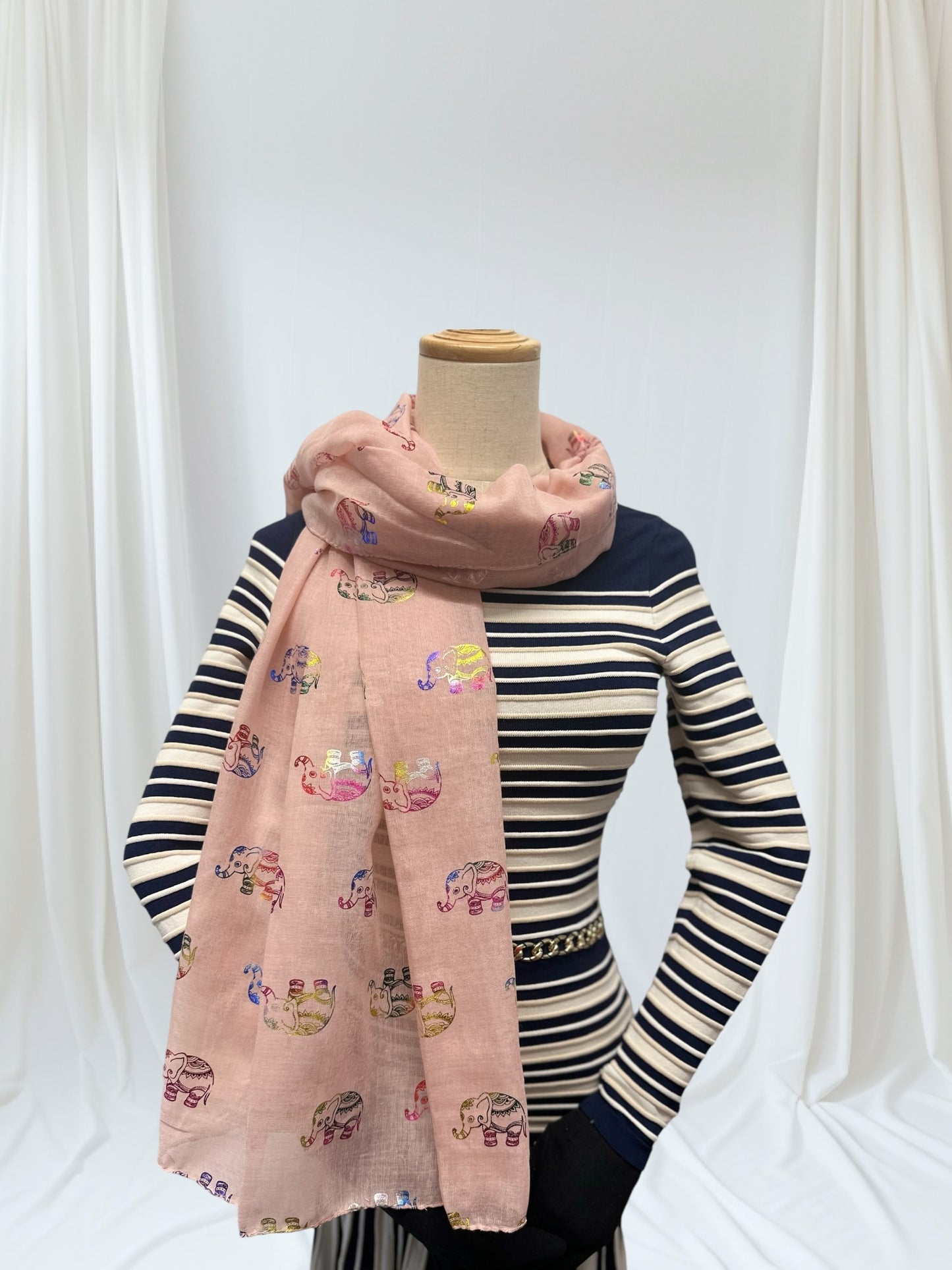 Rainbow Glitter Elephant Print Scarf