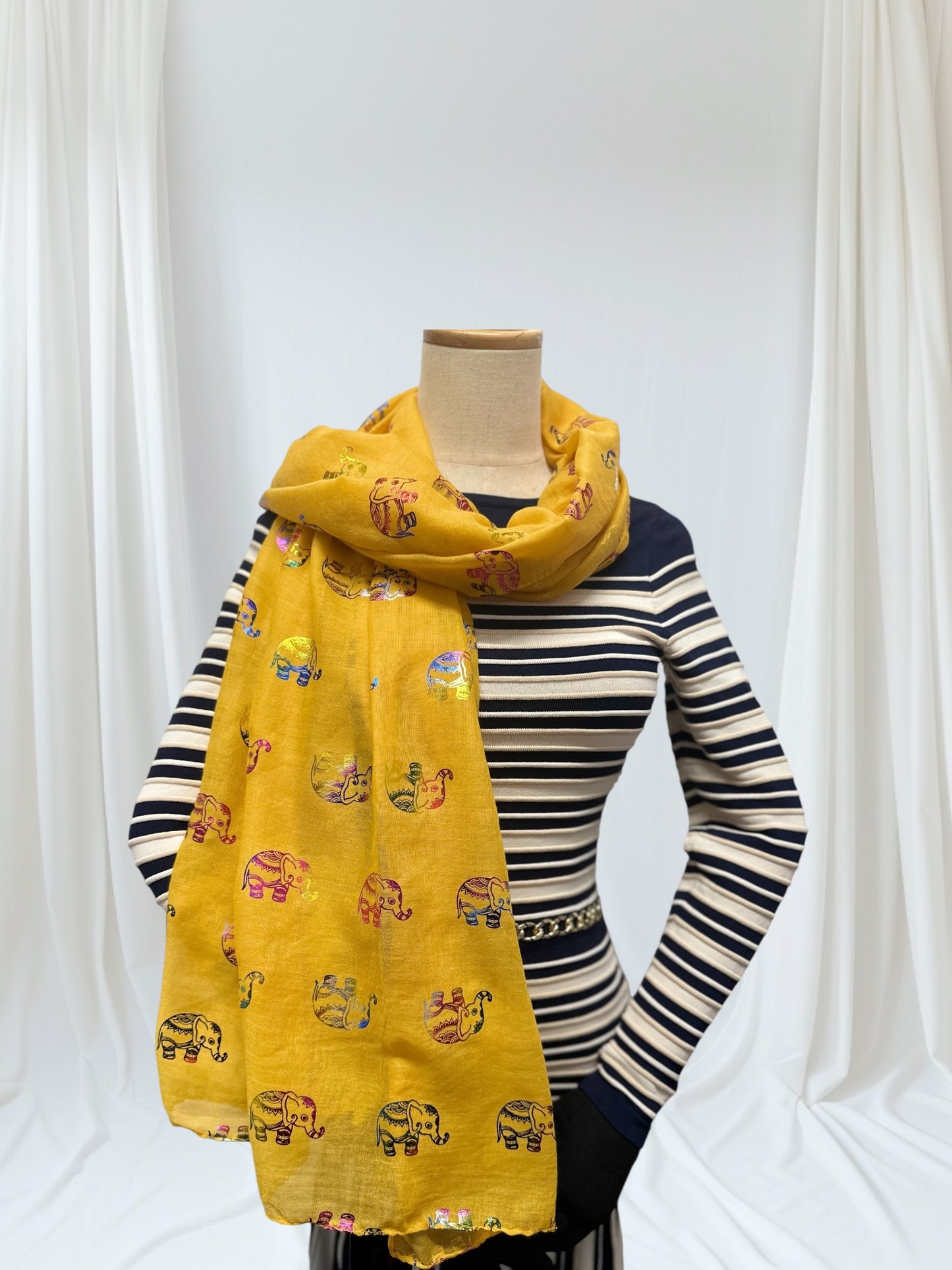 Rainbow Glitter Elephant Print Scarf