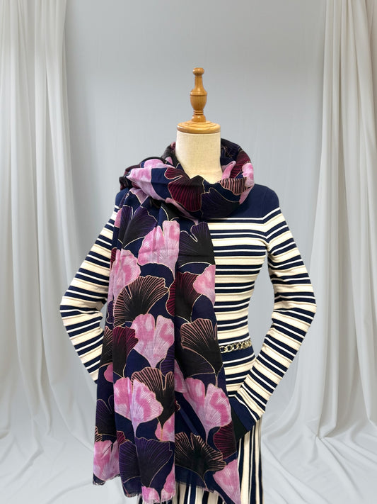 Ginkgo Flower Print Scarf