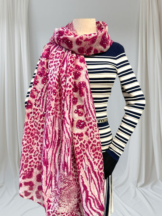 Glitter Leopard Print Scarf