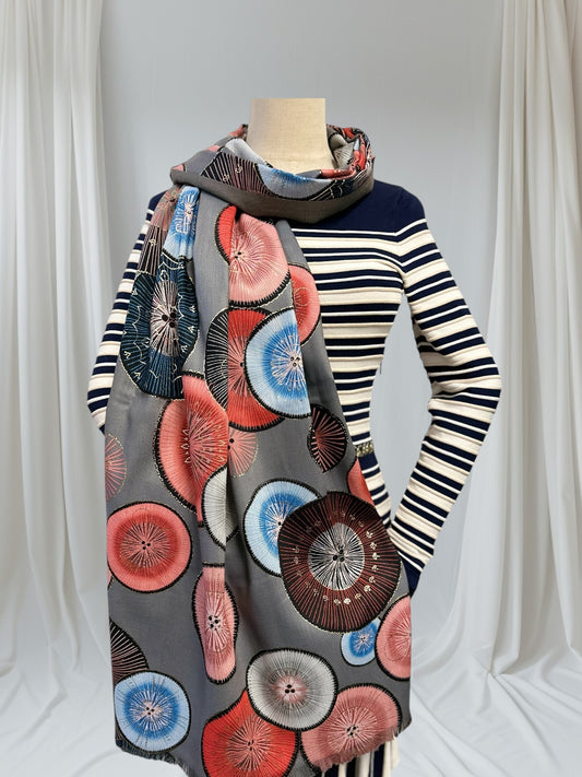 Rose gold outlined Circle Print Pashmina
