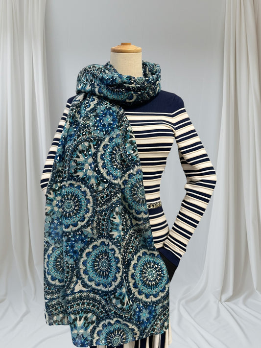 Glitter Foil Flower Print  Scarf