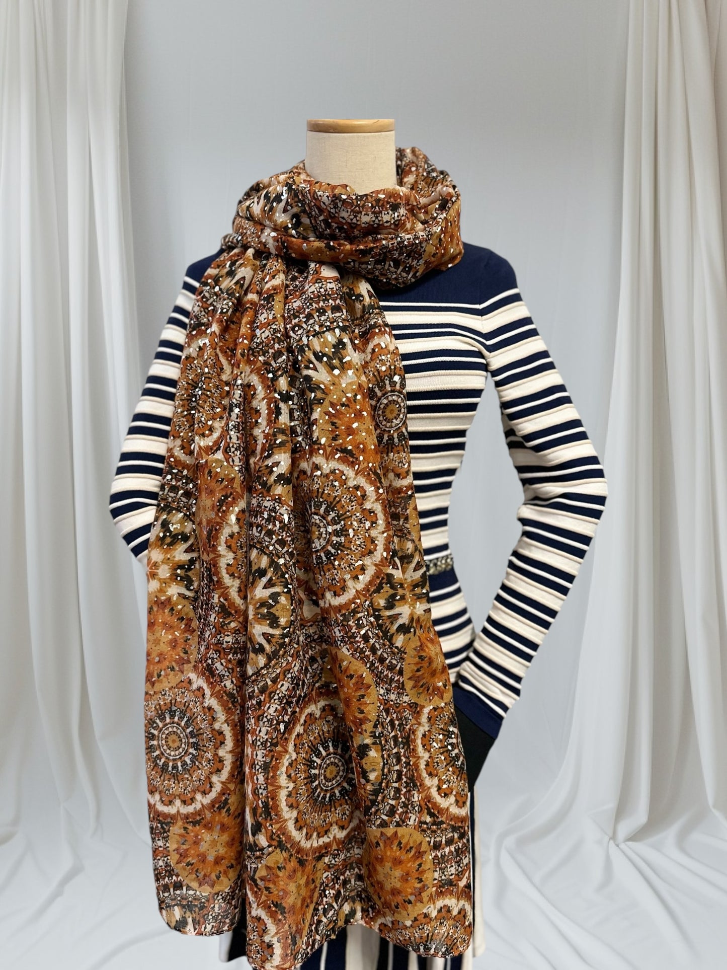 Glitter Foil Flower Print  Scarf