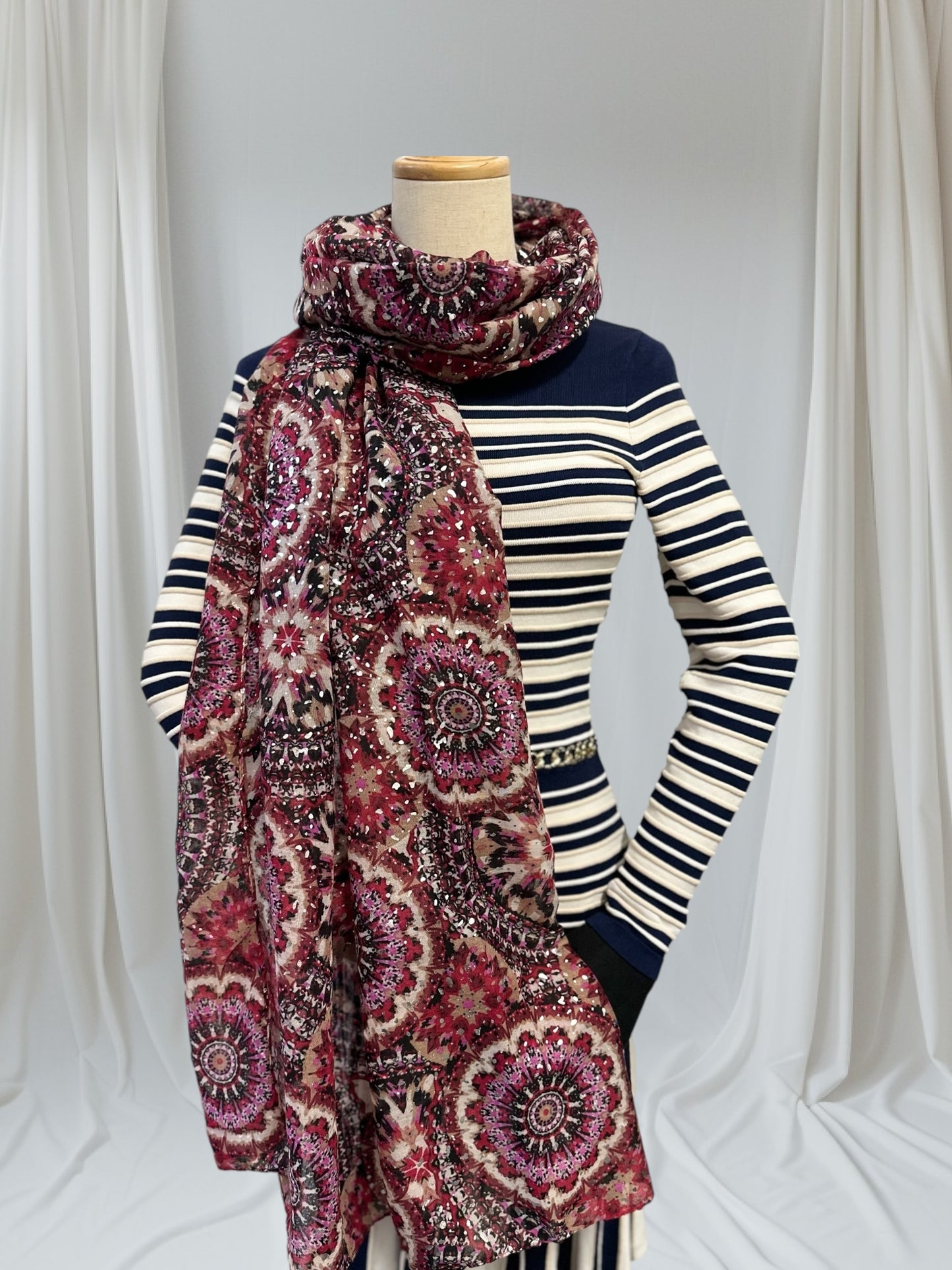 Glitter Foil Flower Print  Scarf