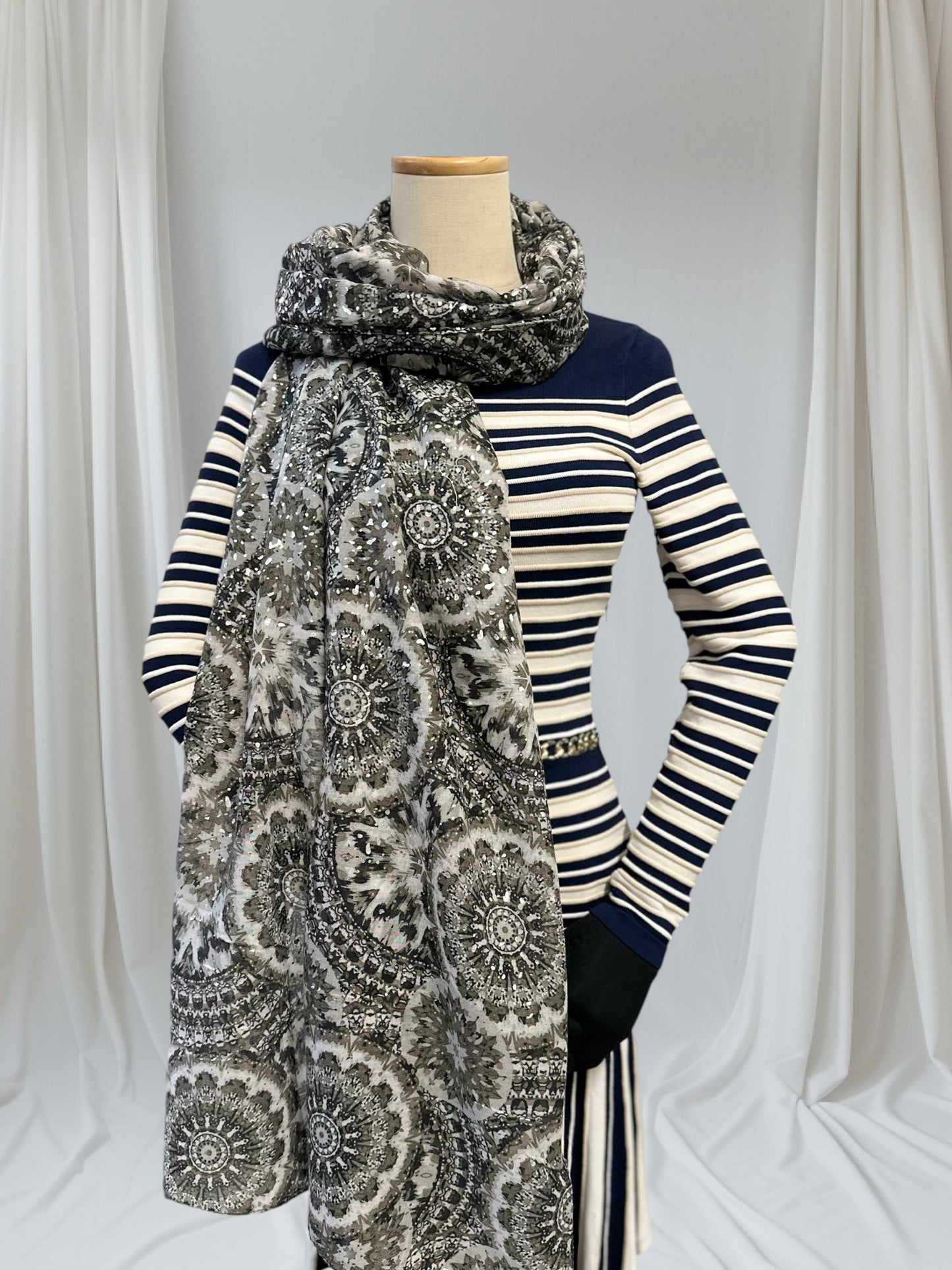 Glitter Foil Flower Print  Scarf