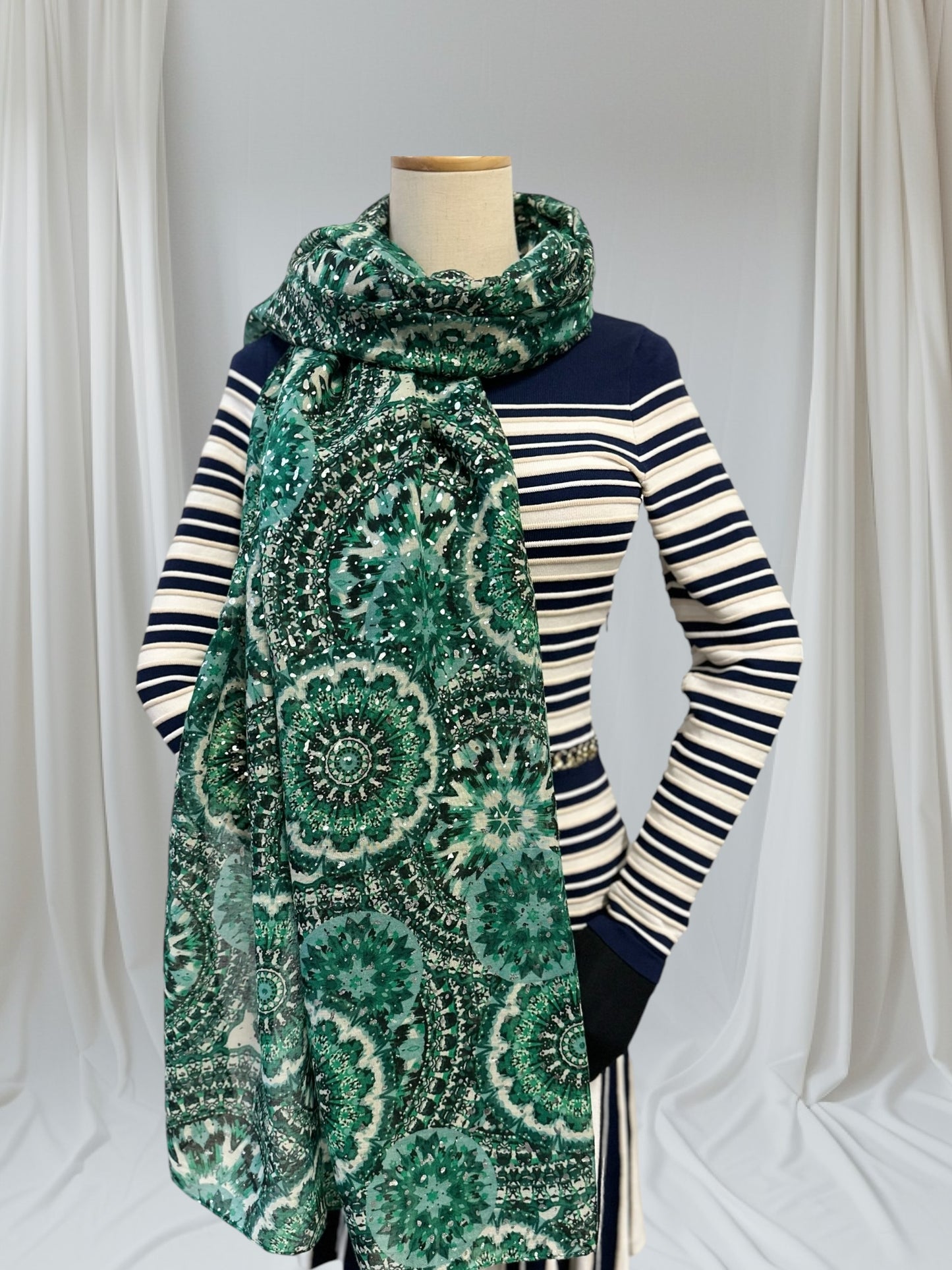 Glitter Foil Flower Print  Scarf