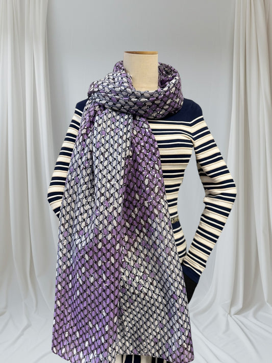 Glitter Foil Leaf Raindrop Print  Scarf