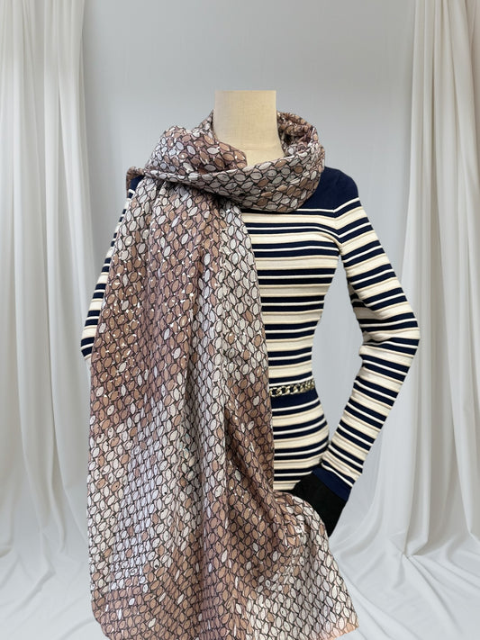 Glitter Foil Leaf Raindrop Print  Scarf