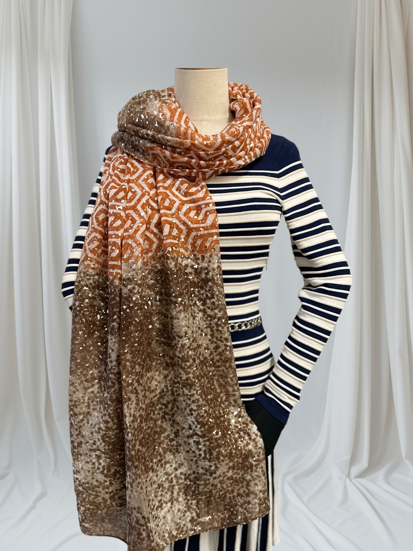 Glitter Leopard Spots Print Scarf