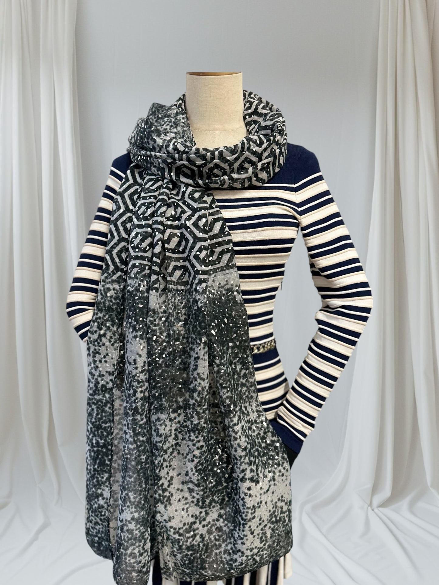 Glitter Leopard Spots Print Scarf