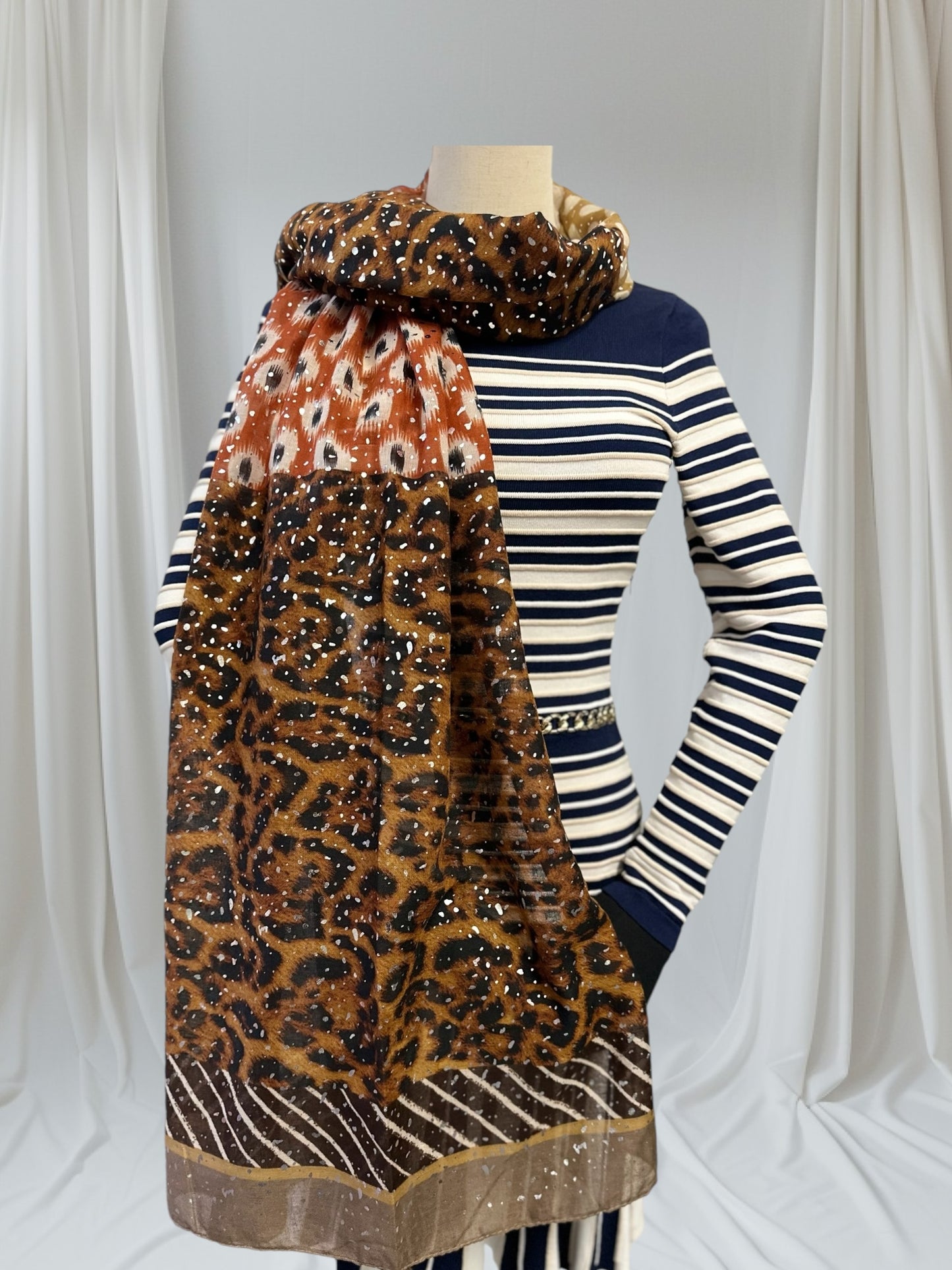 Glitter Leopard Spots Dots Print Scarf