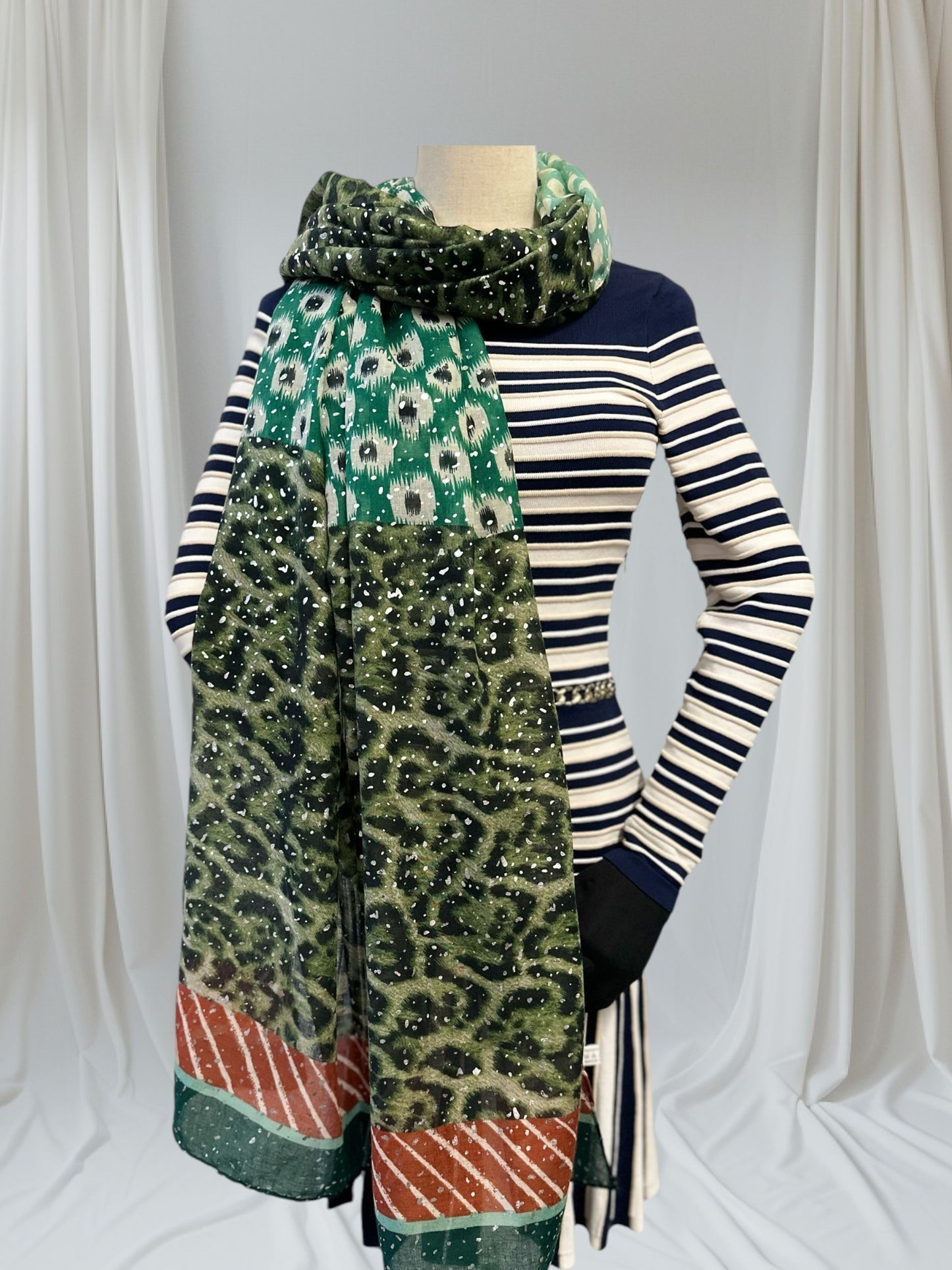 Glitter Leopard Spots Dots Print Scarf
