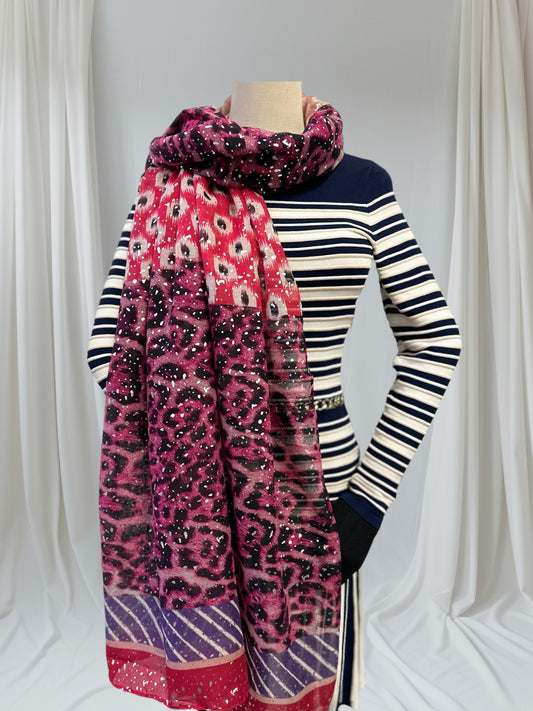Glitter Leopard Spots Dots Print Scarf