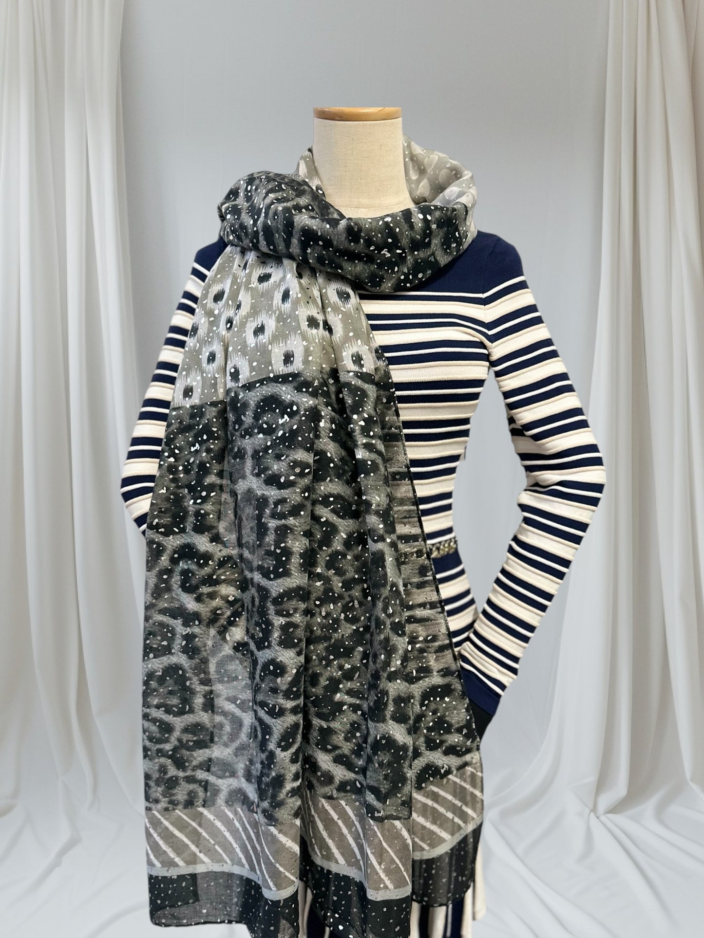 Glitter Leopard Spots Dots Print Scarf
