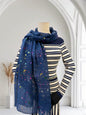 Glitter Rainbow Moon Star Print Scarf