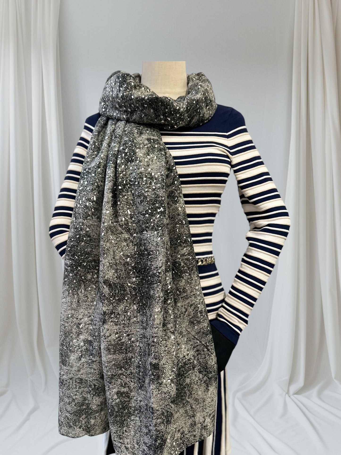 Glitter Foil  Print Scarf