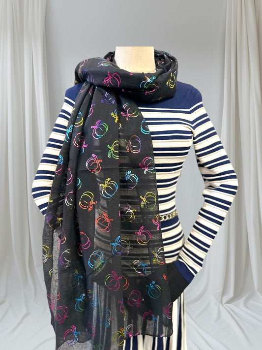 Glitter Pumpkin Print Scarf