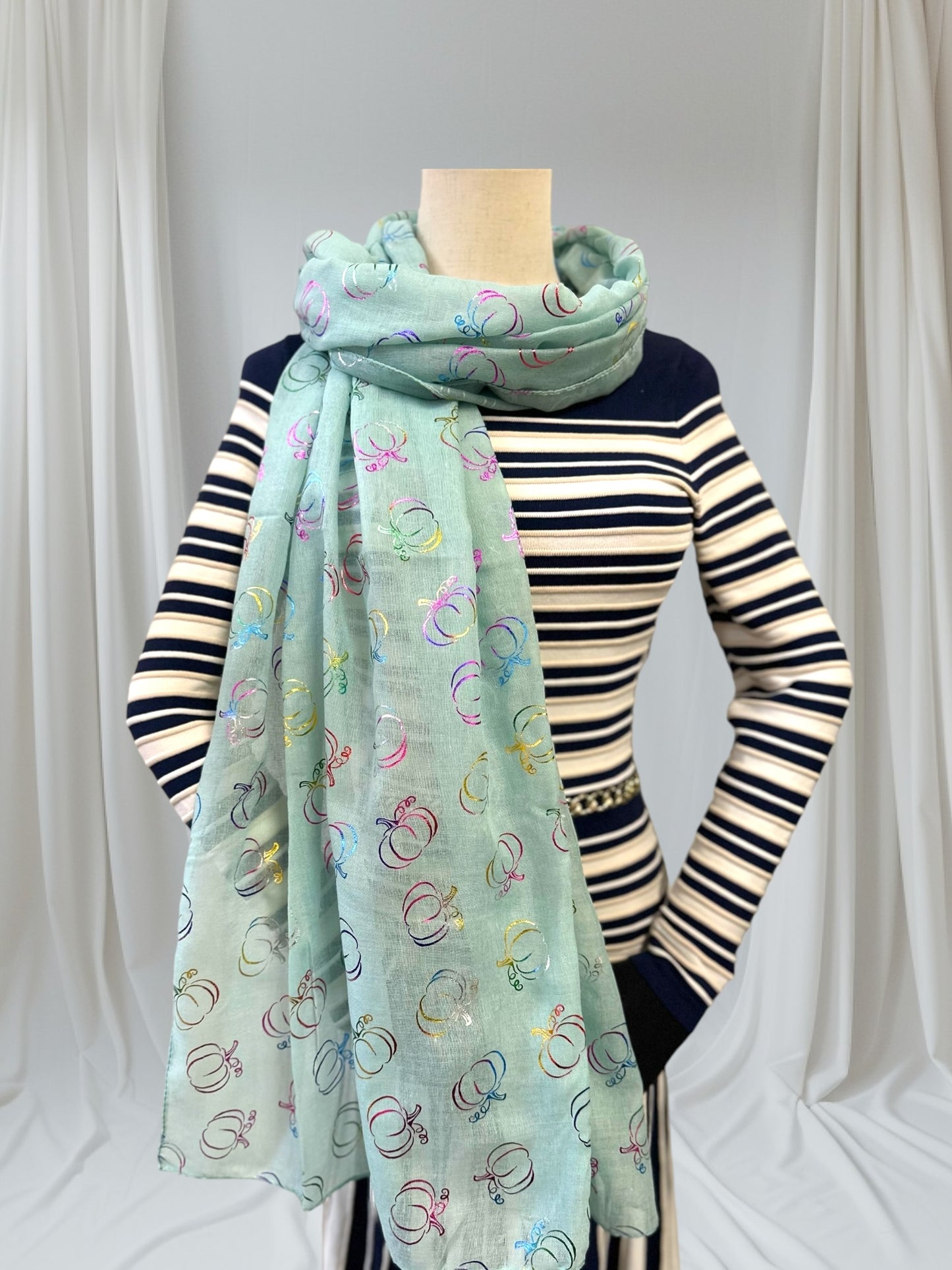 Glitter Pumpkin Print Scarf