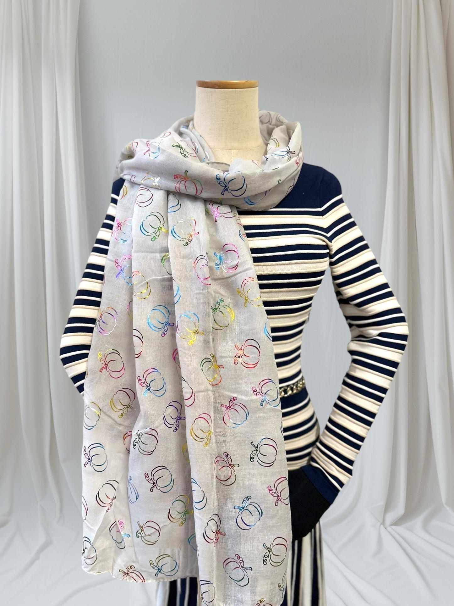 Glitter Pumpkin Print Scarf