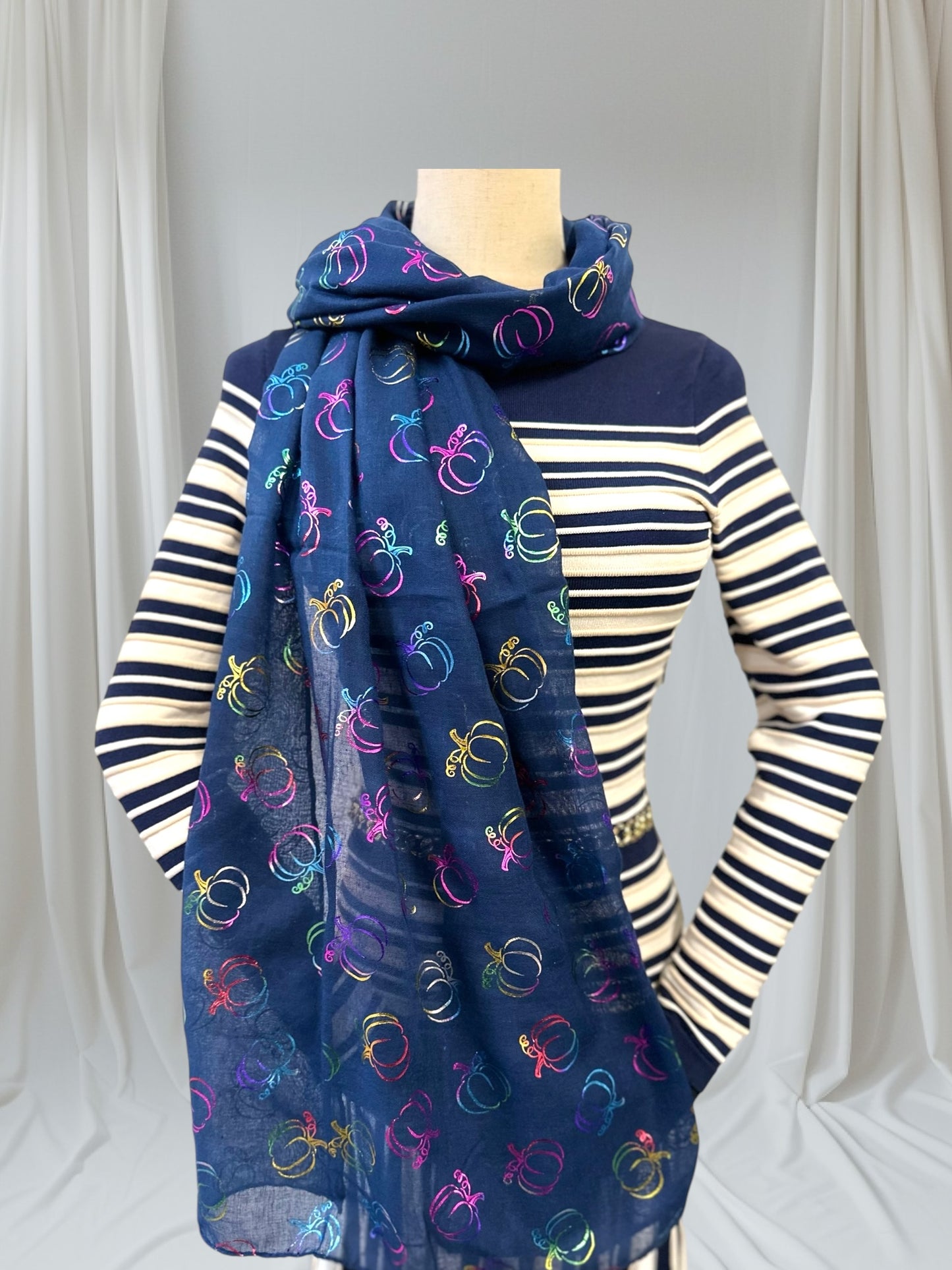 Glitter Pumpkin Print Scarf
