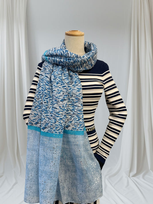 Glitter Foil Leaf  Print  Scarf