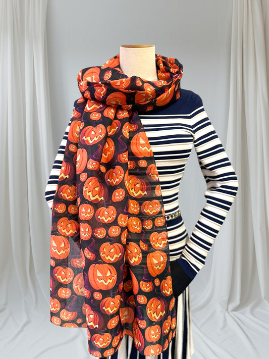 Halloween Themed Pumpkin Print Scarf
