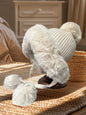 Winter Hats for Women Double Layer Fleece Line Beanie Hat with Bobble Pom Pom