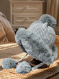 Winter Hats for Women Double Layer Fleece Line Beanie Hat with Bobble Pom Pom