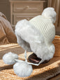 Winter Hats for Women Double Layer Fleece Line Beanie Hat with Bobble Pom Pom