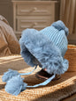 Winter Hats for Women Double Layer Fleece Line Beanie Hat with Bobble Pom Pom