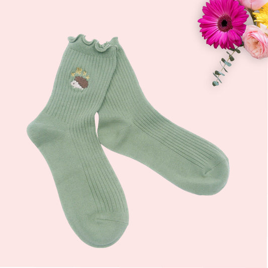 Embroidered Hedgehog Plain Seamless socks