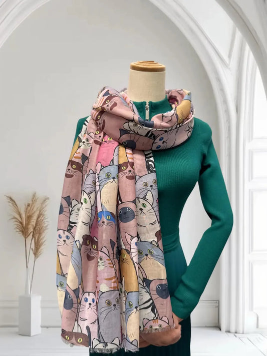 Funky Cats Printed Scarf