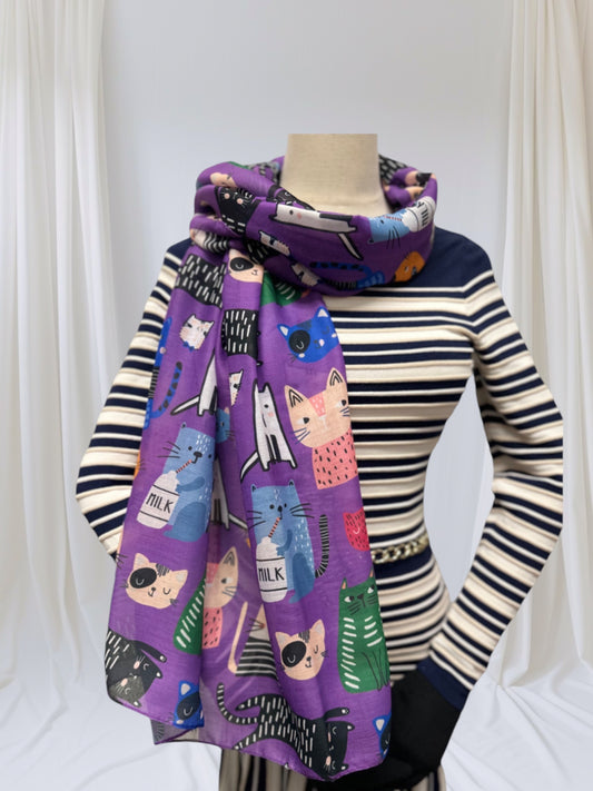 Cute Cat  Print Scarf