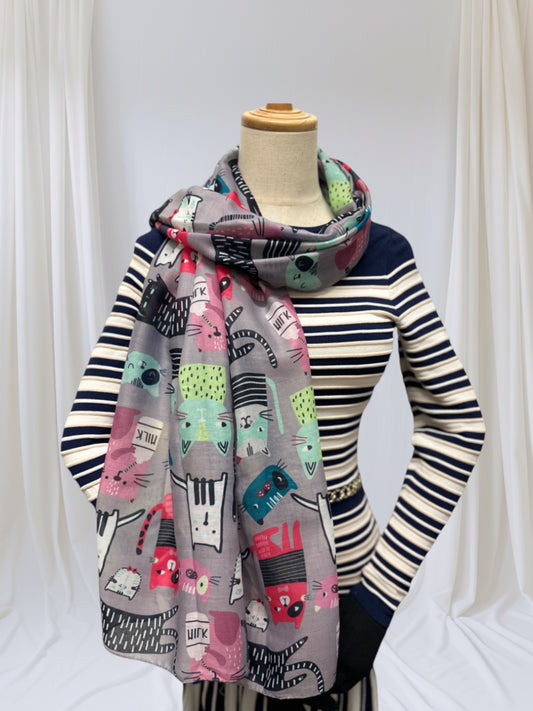 Cute Cat  Print Scarf